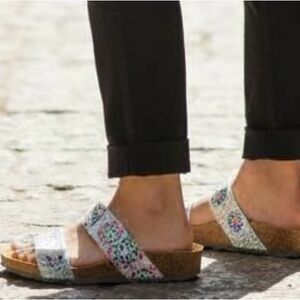 Eric Michael Multicolor Patterned Mosaic Liat Wedge Sandals Size 8